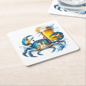 ブルーカニ スクエアペーパーコースター (アングル)
