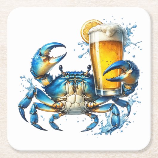 ブルーカニ スクエアペーパーコースター (正面)