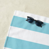 ブルーカバナストライプレトロモノグラム ビーチタオル (インサイチュ)