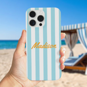 ブルーカバナストライプレトロモノグラム iPhone 16 PRO MAXケース