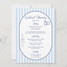 ブルーカバナストライプ結婚式スケジュールカード