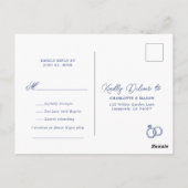 ブルーカバナストライプ結婚式リクエスト&RSVP ポストカード (裏面)