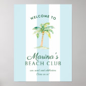 ブルーカバナパームストライプビーチクラブウェルカム ポスター (正面)