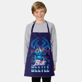 ブルーカブトムシのレトロウェーブシティサンセット エプロン (着用した状態)