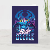 ブルーカブトムシのレトロウェーブシティサンセット カード (正面)