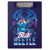 ブルーカブトムシのレトロウェーブシティサンセット クリップボード (正面)