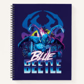 ブルーカブトムシのレトロウェーブシティサンセット ノートブック (正面)