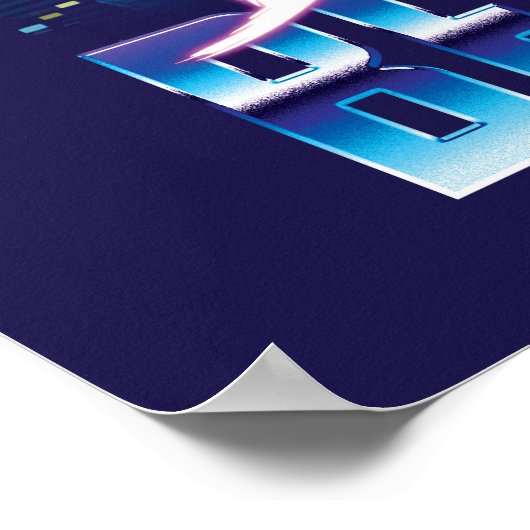 ブルーカブトムシのレトロウェーブシティサンセット ポスター (角)