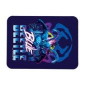 ブルーカブトムシのレトロウェーブシティサンセット マグネット (横)