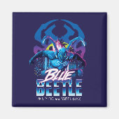 ブルーカブトムシのレトロウェーブシティサンセット マグネット (正面)