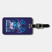 ブルーカブトムシのレトロウェーブシティサンセット ラゲッジタグ (正面横)