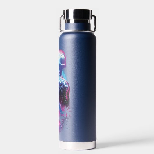 ブルーカブトムシのレトロウェーブシティライト ウォーターボトル (背面)