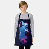 ブルーカブトムシのレトロウェーブシティライト エプロン (着用した状態)