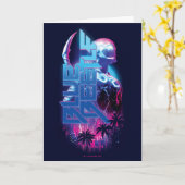 ブルーカブトムシのレトロウェーブシティライト カード (黄色い花)