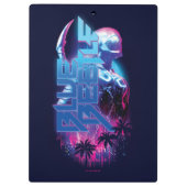 ブルーカブトムシのレトロウェーブシティライト クリップボード (裏面)