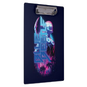 ブルーカブトムシのレトロウェーブシティライト クリップボード (右)