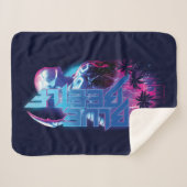 ブルーカブトムシのレトロウェーブシティライト シェルパブランケット (正面(横))