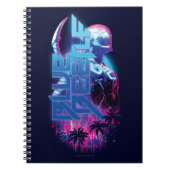 ブルーカブトムシのレトロウェーブシティライト ノートブック (正面)