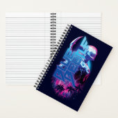 ブルーカブトムシのレトロウェーブシティライト ノートブック (内側)