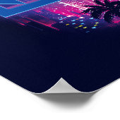 ブルーカブトムシのレトロウェーブシティライト ポスター (角)