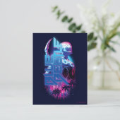 ブルーカブトムシのレトロウェーブシティライト ポストカード (スタンド正面)