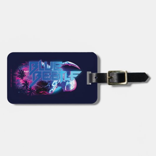 ブルーカブトムシのレトロウェーブシティライト ラゲッジタグ (正面横)