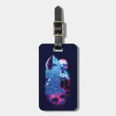 ブルーカブトムシのレトロウェーブシティライト ラゲッジタグ (正面縦)