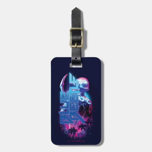 ブルーカブトムシのレトロウェーブシティライト ラゲッジタグ (正面縦)