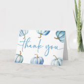 ブルーカボチャが途中だ!赤ちゃんシャワー サンキューカード (正面)