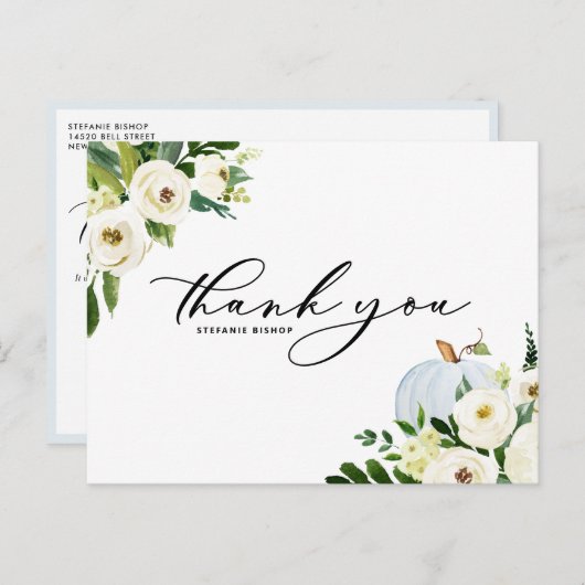 ブルーカボチャとホワイトフローラ卒業 ポストカード (正面/裏面)