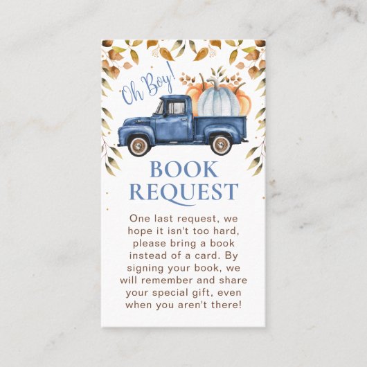 ブルーカボチャのトラックの葉のブックリクエストの挿入 名刺 (正面)