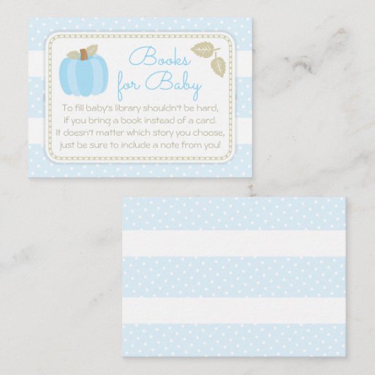 ブルーカボチャの赤ちゃんシャワーが本を持ってくる エンクロージャーカード (正面/裏面)