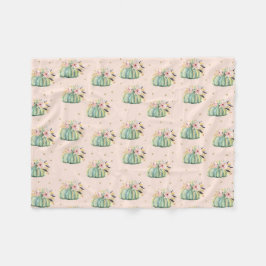 ブルーカボチャフローラ秋水彩エレガント秋 フリースブランケット