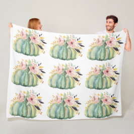 ブルーカボチャフローラ秋水彩エレガント秋 フリースブランケット