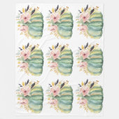 ブルーカボチャフローラ秋水彩エレガント秋 フリースブランケット (正面)