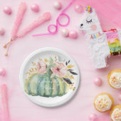 ブルーカボチャフローラ秋水彩エレガント秋 ペーパープレート (パーティー)