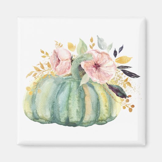 ブルーカボチャフローラ秋水彩エレガント秋 マグネット (正面)