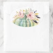 ブルーカボチャフローラ秋水彩エレガント秋 楕円形シール (バッグ)