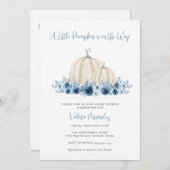 ブルーカボチャ二カ国語スペインの英語ベビーシャワー 招待状 (正面/裏面)