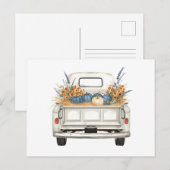 ブルーカボチャ付きホワイトトラック ポストカード (正面/裏面)