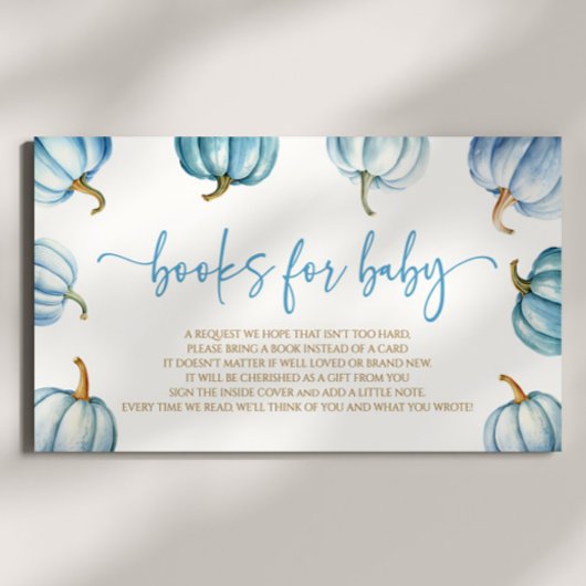 ブルーカボチャ小さな赤ちゃんシャワー本ベビー エンクロージャーカード