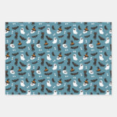 ブルーカボチャ幽霊スカルハロウィーンパターン ラッピングペーパーシート (正面)