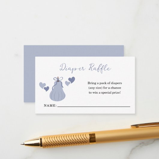 ブルーカボチャ弓ボーイベビーシャワーおむつラッフル エンクロージャーカード (正面/裏面インサイチュ)