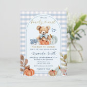 ブルーカボチャ我々はベアベビーシャワーを待つことができる 招待状 (スタンド正面)