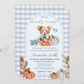 ブルーカボチャ我々はベアベビーシャワーを待つことができる 招待状 (正面/裏面)