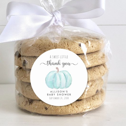 ブルーカボチャ水の色ベビーシャワーありがとう ラウンドシール