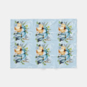 ブルーカボチャ水彩秋かわいらし華美 フリースブランケット (正面(横))