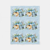 ブルーカボチャ水彩秋かわいらし華美 フリースブランケット (正面)