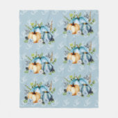 ブルーカボチャ水彩秋 フリースブランケット (正面)