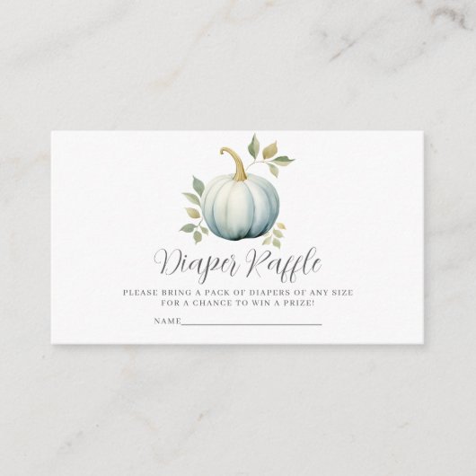 ブルーカボチャ男の子おむつラッフルベビーシャワー エンクロージャーカード (正面)
